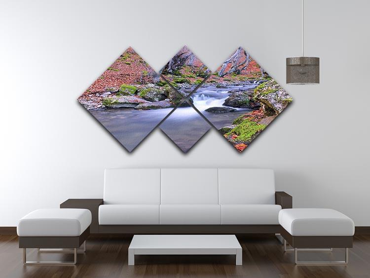 Autumn landscape lake 4 Square Multi Panel Canvas  - Canvas Art Rocks - 3