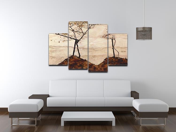 Autumn sun and trees by Egon Schiele 4 Split Panel Canvas - Canvas Art Rocks - 3