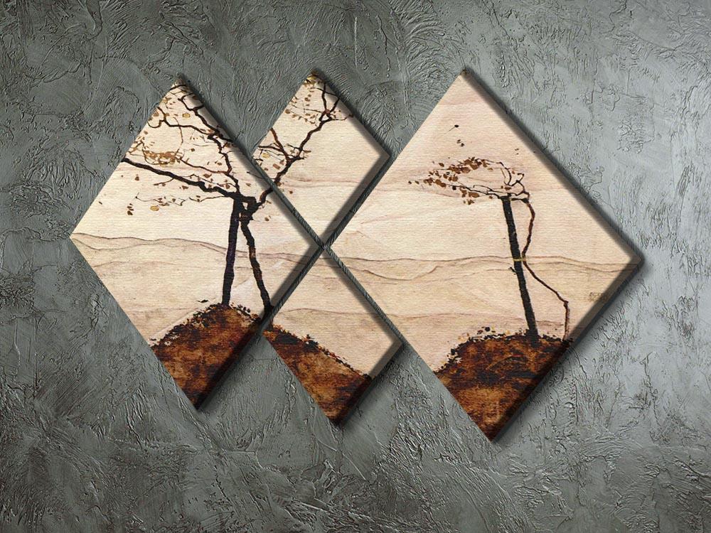 Autumn sun and trees by Egon Schiele 4 Square Multi Panel Canvas - Canvas Art Rocks - 2