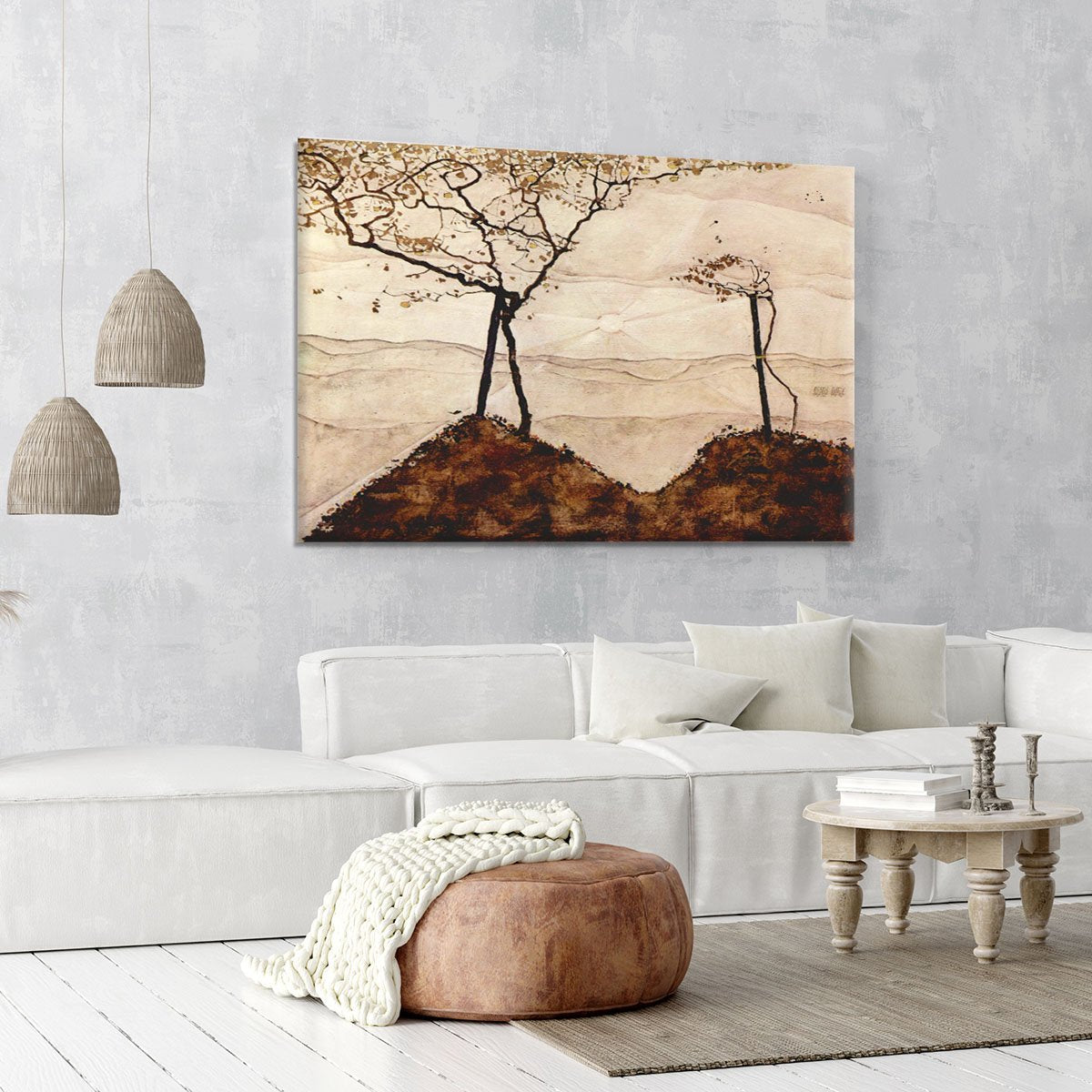Autumn sun and trees by Egon Schiele Canvas Print or Poster