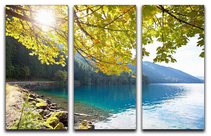 Autumn sun flare on lake 3 Split Panel Canvas Print - Canvas Art Rocks - 1
