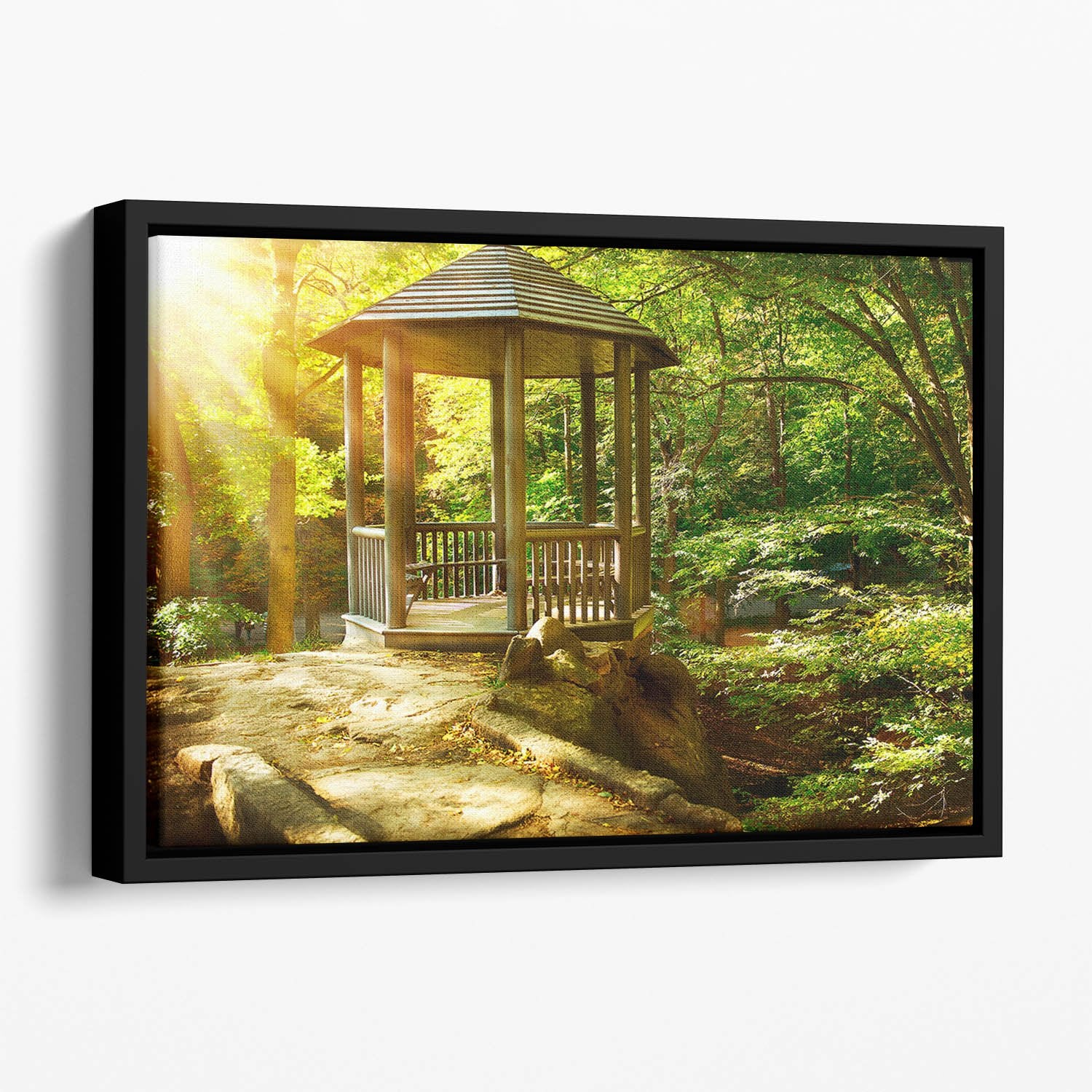 Autumnal Park Landscaping Floating Framed Canvas