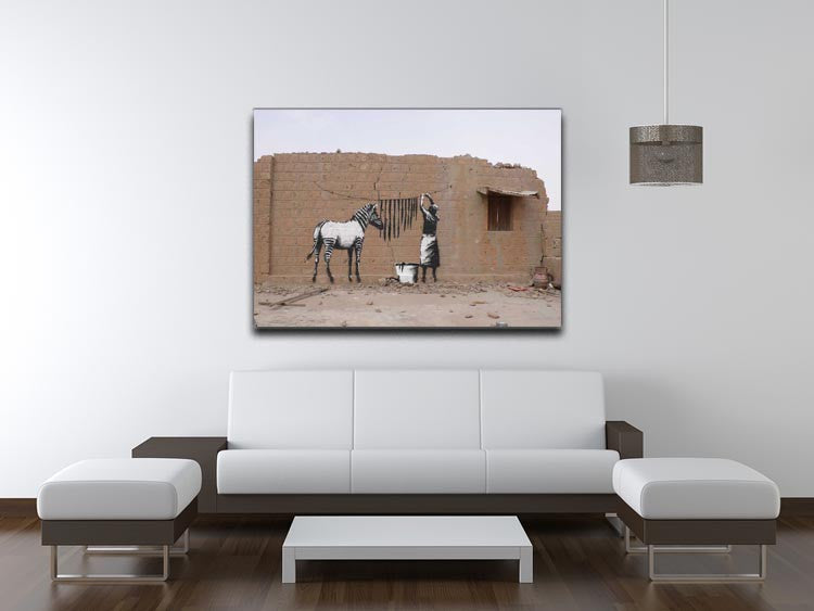 Banksy Washing Zebra Stripes Print - Canvas Art Rocks - 4