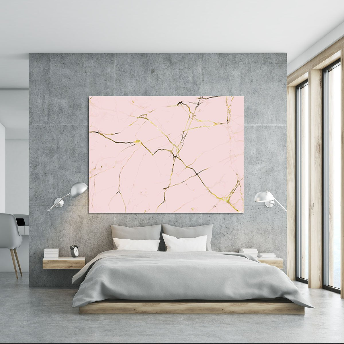 Baby Pink and Gold Marble Canvas Print or Poster