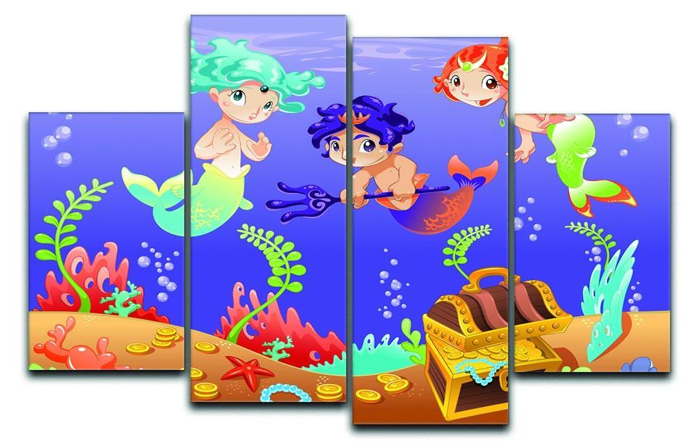 Baby Sirens and Baby Triton 4 Split Panel Canvas  - Canvas Art Rocks - 1