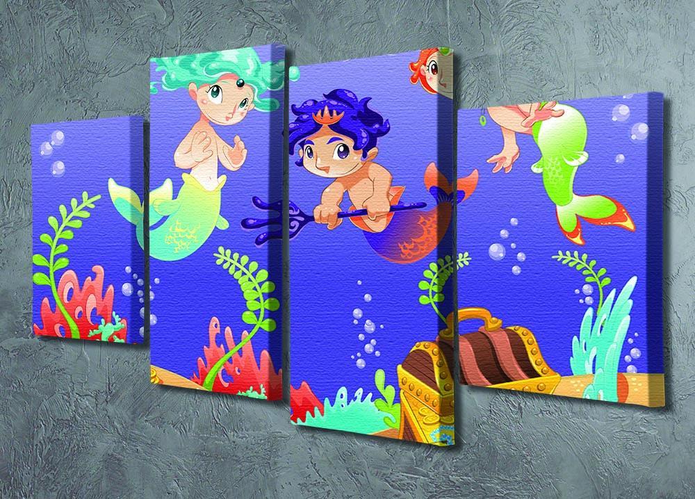 Baby Sirens and Baby Triton 4 Split Panel Canvas - Canvas Art Rocks - 2