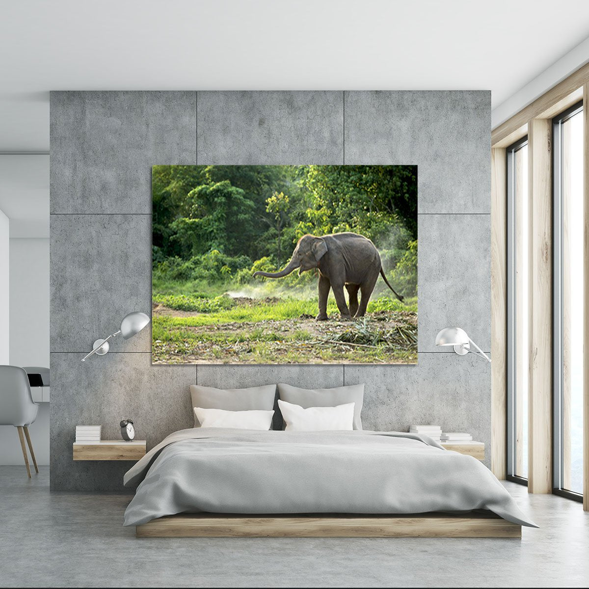 Baby elephant enjoy in open zoo Canvas Print or Poster