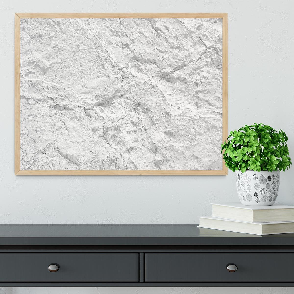 Background of white stone Framed Print - Canvas Art Rocks - 4