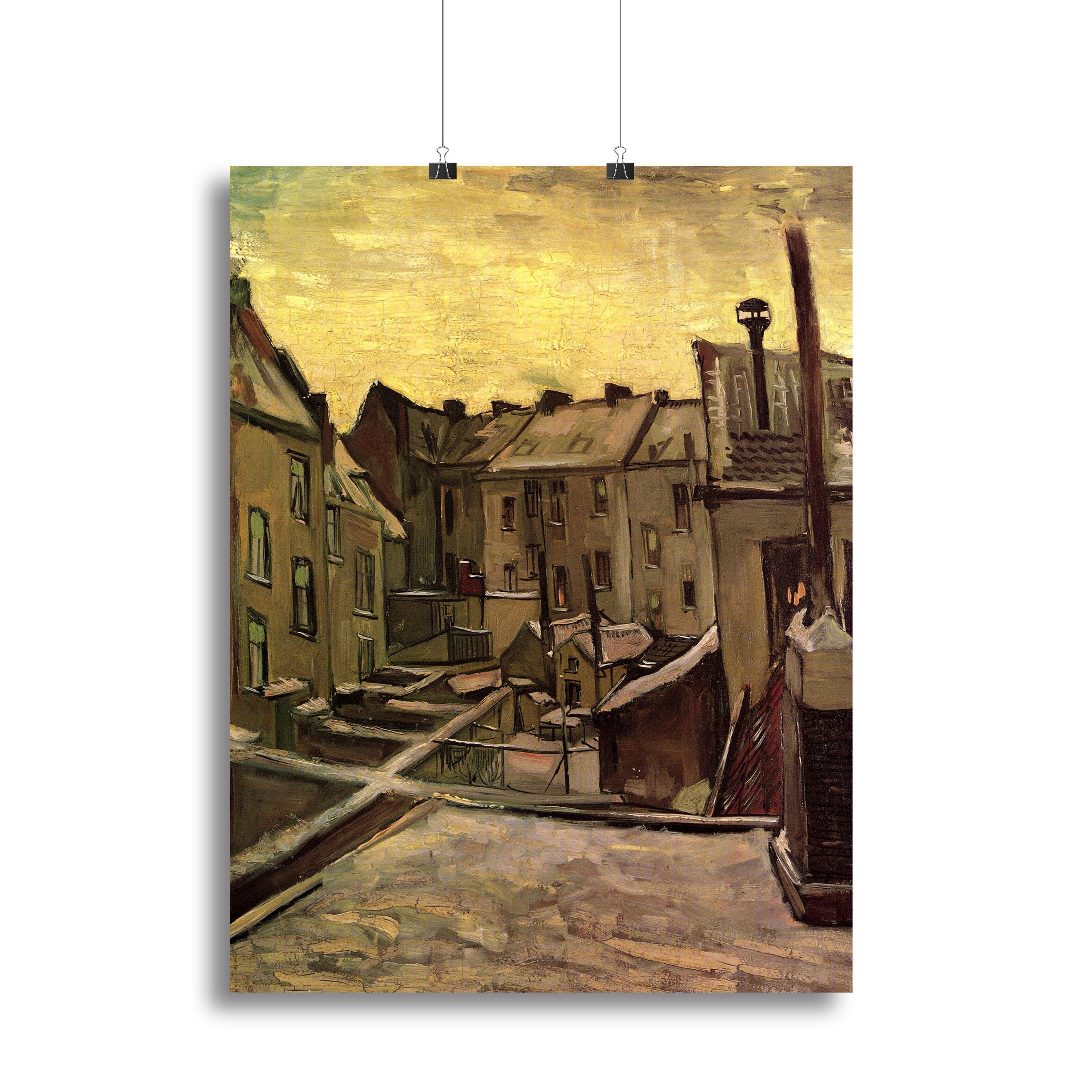 Backyards of Old Houses in Antwerp in the Snow by Van Gogh Canvas Print or Poster