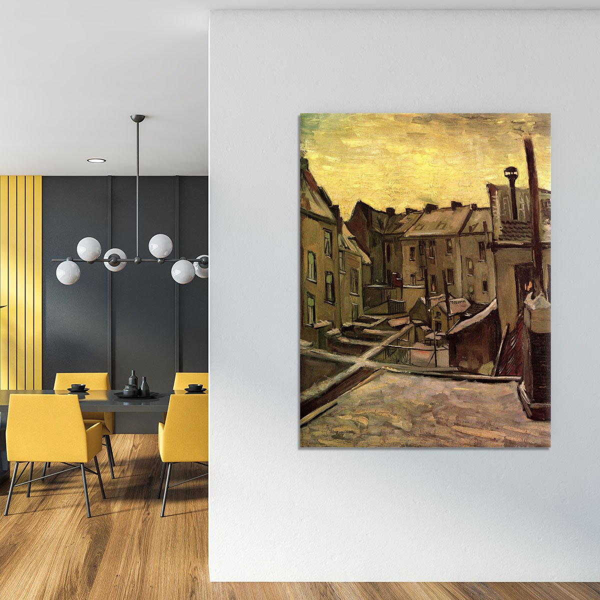 Backyards of Old Houses in Antwerp in the Snow by Van Gogh Canvas Print or Poster