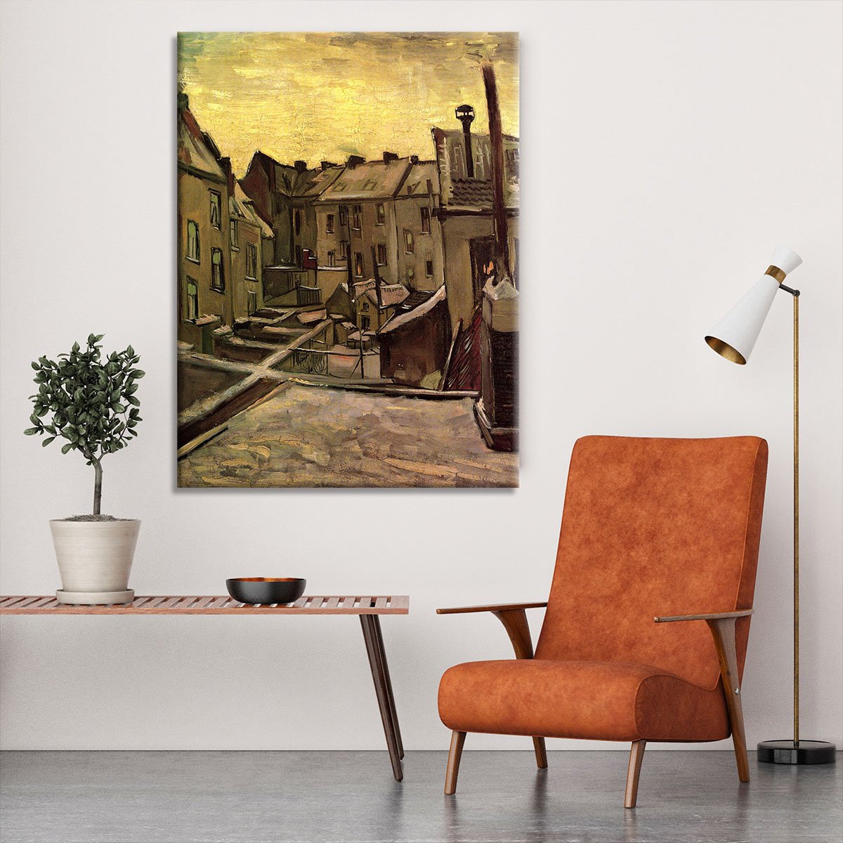 Backyards of Old Houses in Antwerp in the Snow by Van Gogh Canvas Print or Poster