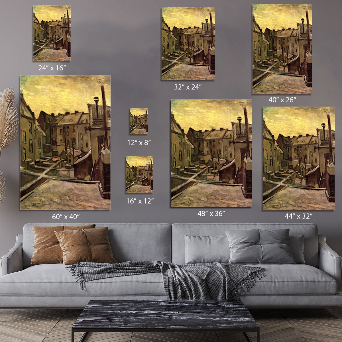 Backyards of Old Houses in Antwerp in the Snow by Van Gogh Canvas Print or Poster