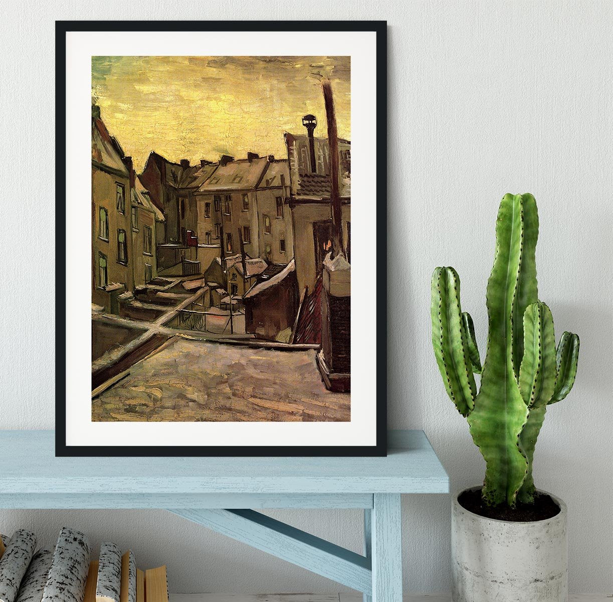 Backyards of Old Houses in Antwerp in the Snow by Van Gogh Framed Print - Canvas Art Rocks - 1
