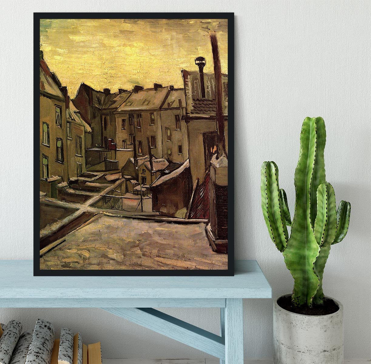 Backyards of Old Houses in Antwerp in the Snow by Van Gogh Framed Print - Canvas Art Rocks - 2