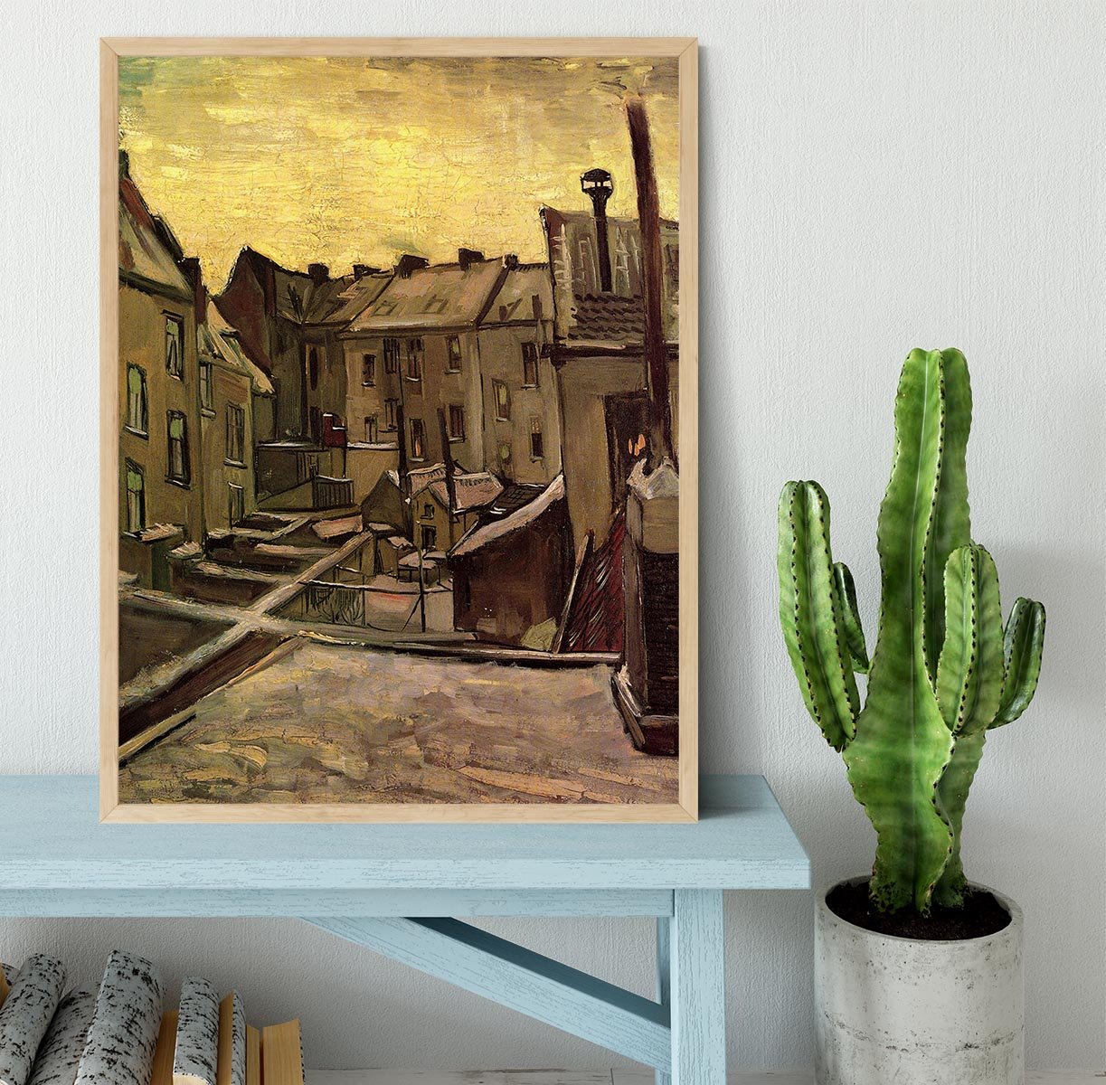Backyards of Old Houses in Antwerp in the Snow by Van Gogh Framed Print - Canvas Art Rocks - 4