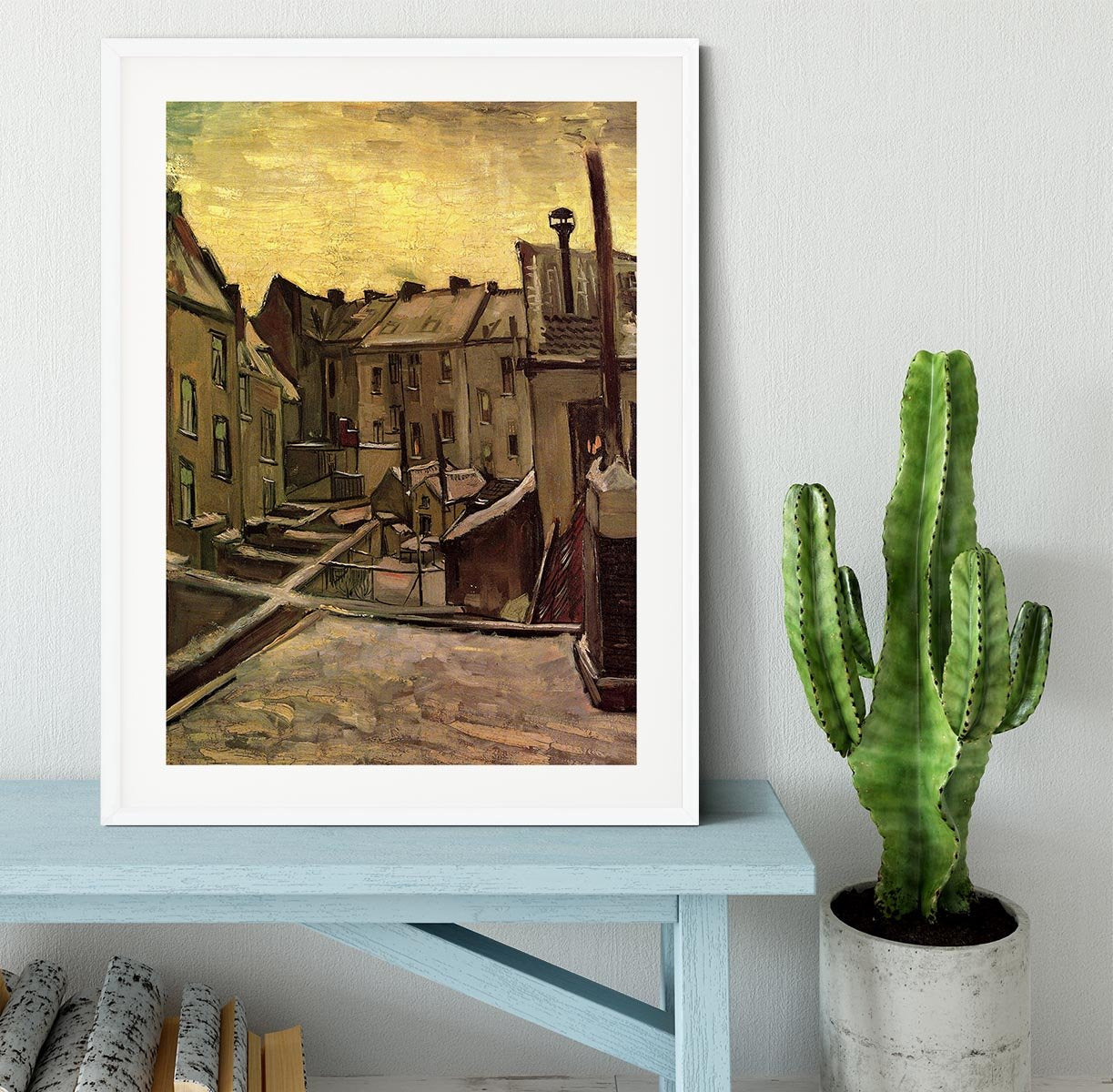 Backyards of Old Houses in Antwerp in the Snow by Van Gogh Framed Print - Canvas Art Rocks - 5