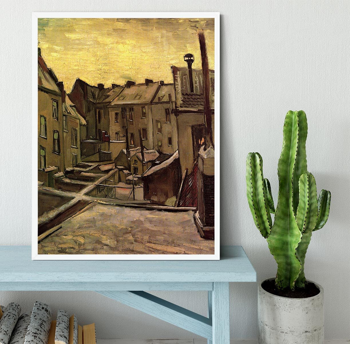 Backyards of Old Houses in Antwerp in the Snow by Van Gogh Framed Print - Canvas Art Rocks -6