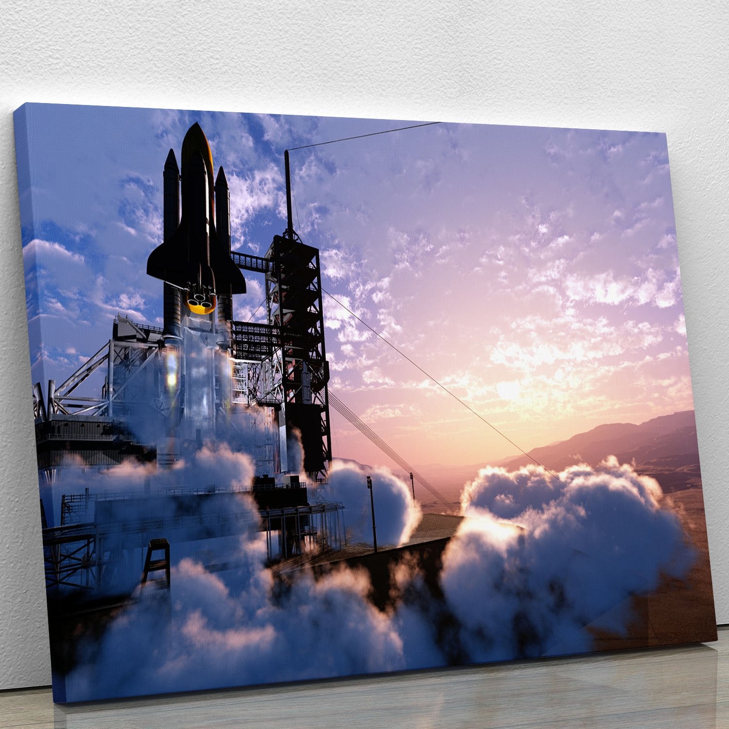 Baikonur with the spacecraft against the sky Canvas Print or Poster