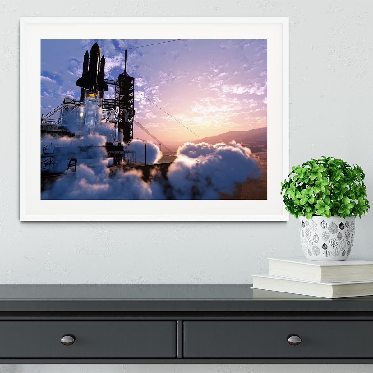 Baikonur with the spacecraft against the sky Framed Print - Canvas Art Rocks - 5
