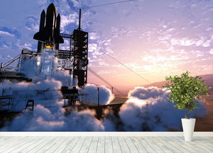 Baikonur with the spacecraft against the sky Wall Mural Wallpaper - Canvas Art Rocks - 4