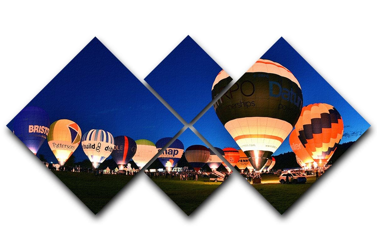 Balloons at night 4 Square Multi Panel Canvas - Canvas Art Rocks - 1