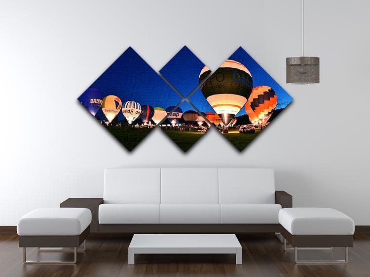 Balloons at night 4 Square Multi Panel Canvas - Canvas Art Rocks - 3