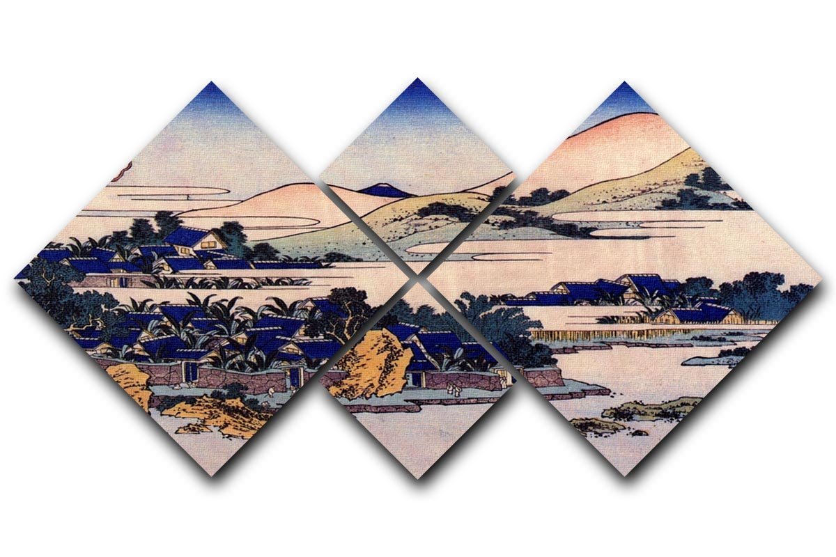 Banana plantation at Chuto by Hokusai 4 Square Multi Panel Canvas  - Canvas Art Rocks - 1