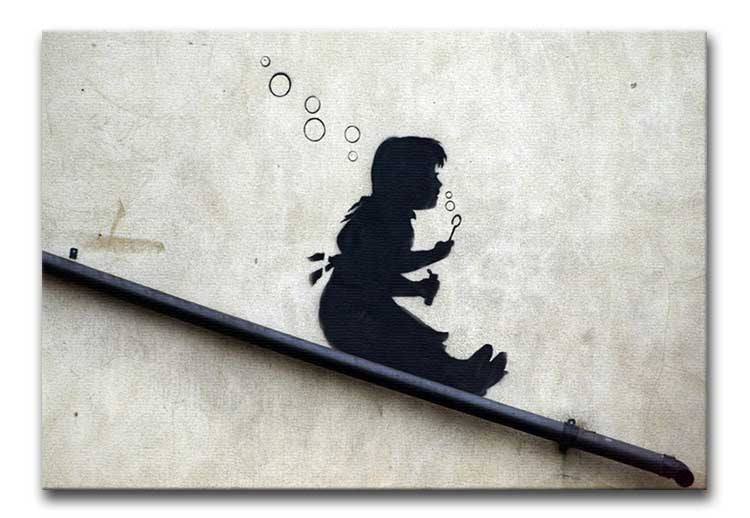 Banksy Bubble Slide Girl Print - Canvas Art Rocks - 1