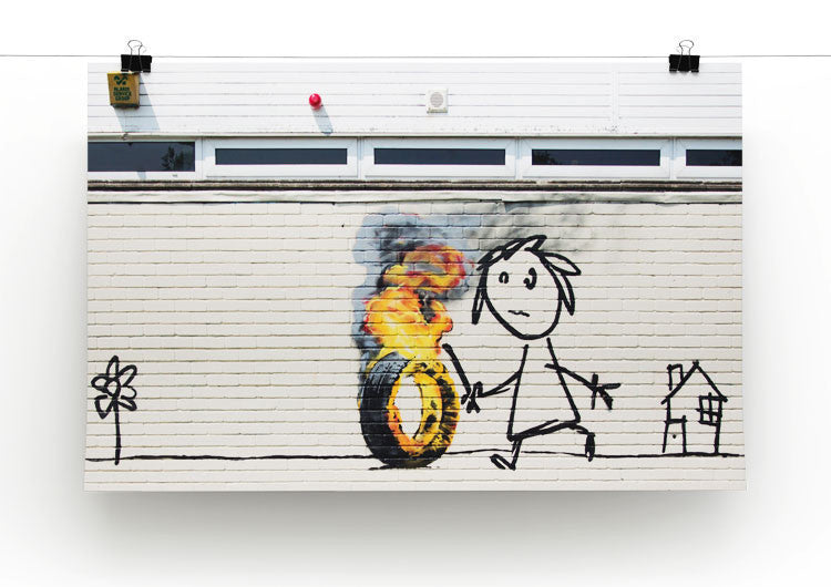 Banksy Burning Tyre Print - Canvas Art Rocks - 2