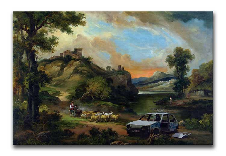 Banksy Vandalised Car Print - Canvas Art Rocks - 1