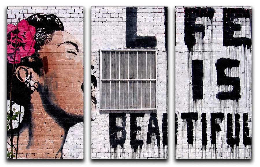 Banksy Life is Beautiful V2 Split-Panel Canvas Print - Canvas Art Rocks