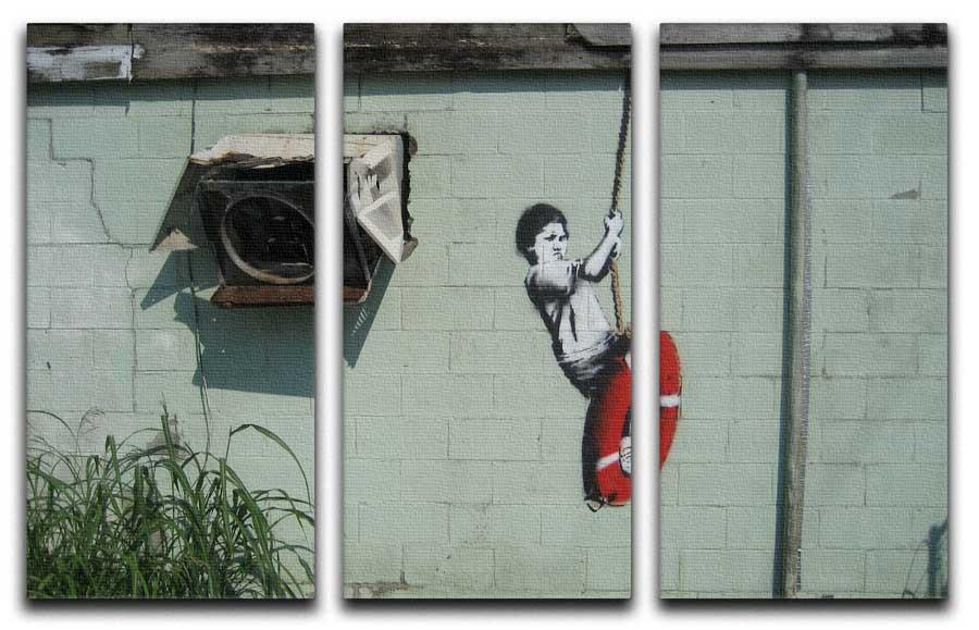 Banksy Swing Boy 3 Split Canvas Print - Canvas Art Rocks