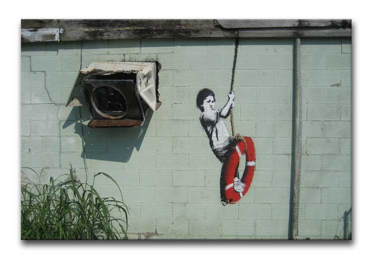 Banksy Swing Boy Print - Canvas Art Rocks - 1