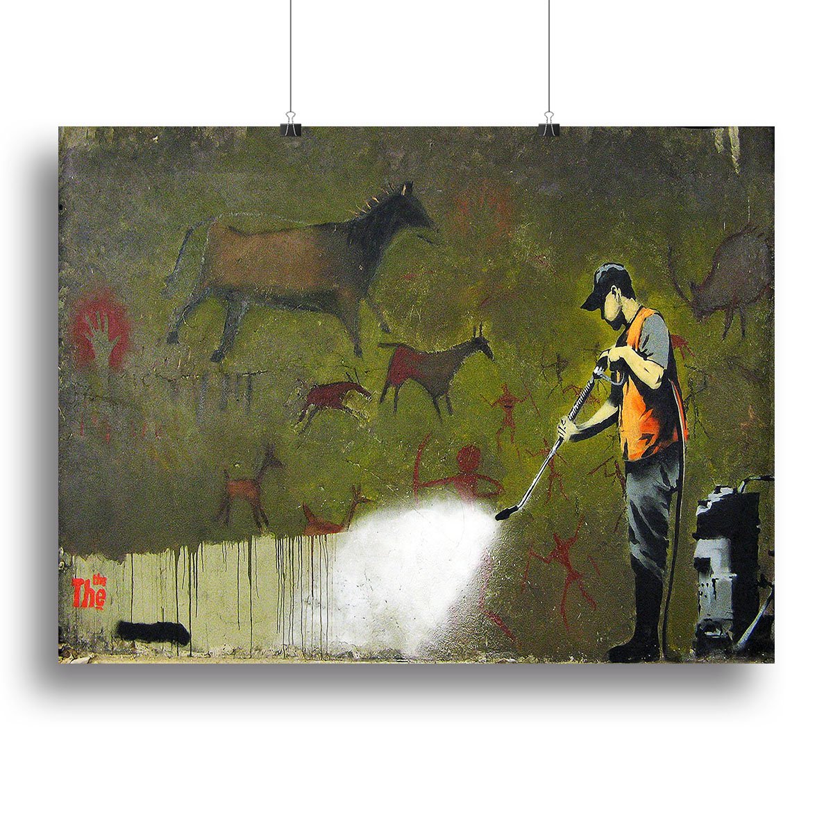 Banksy Cave Graffiti Removal Canvas Print or Poster