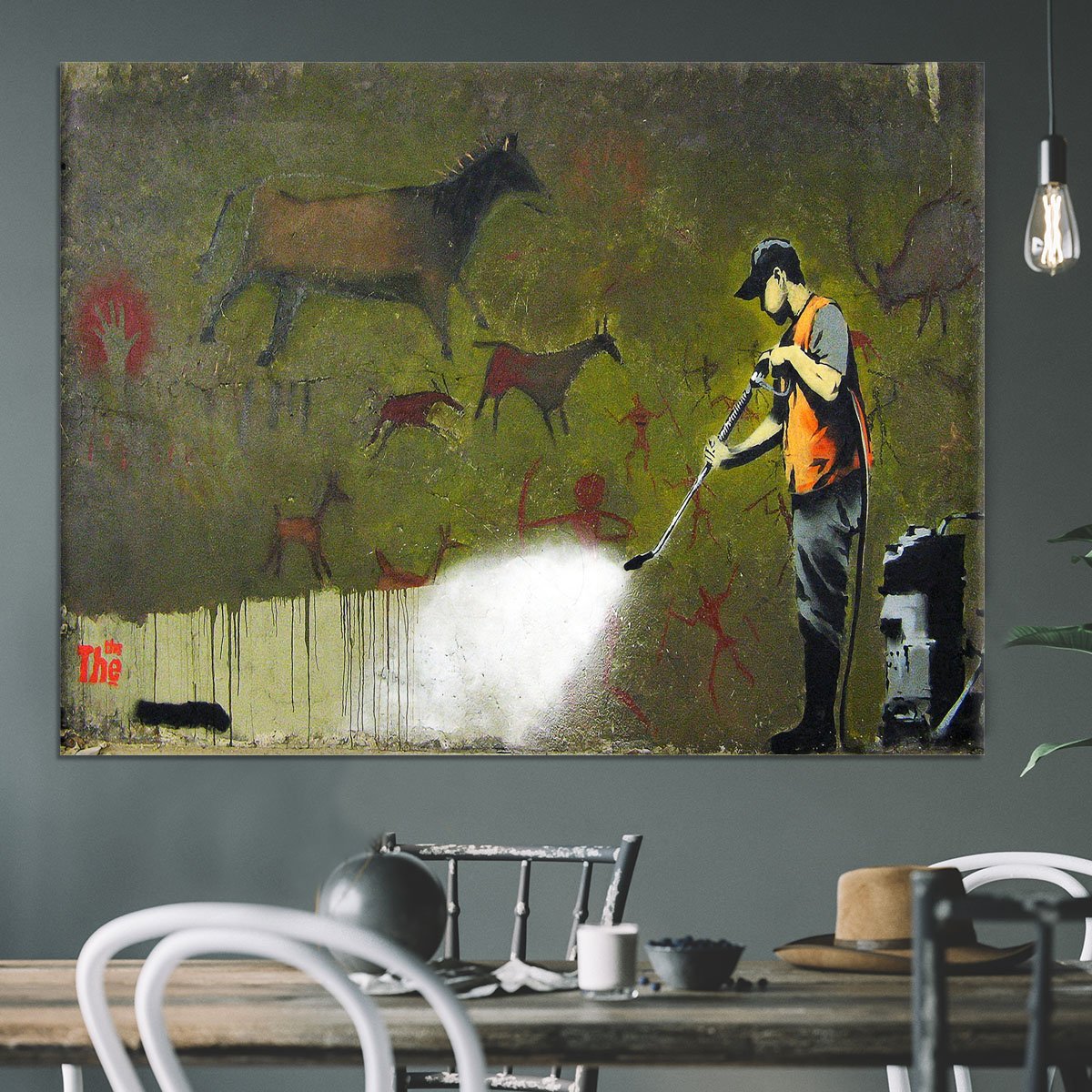 Banksy Cave Graffiti Removal Canvas Print or Poster