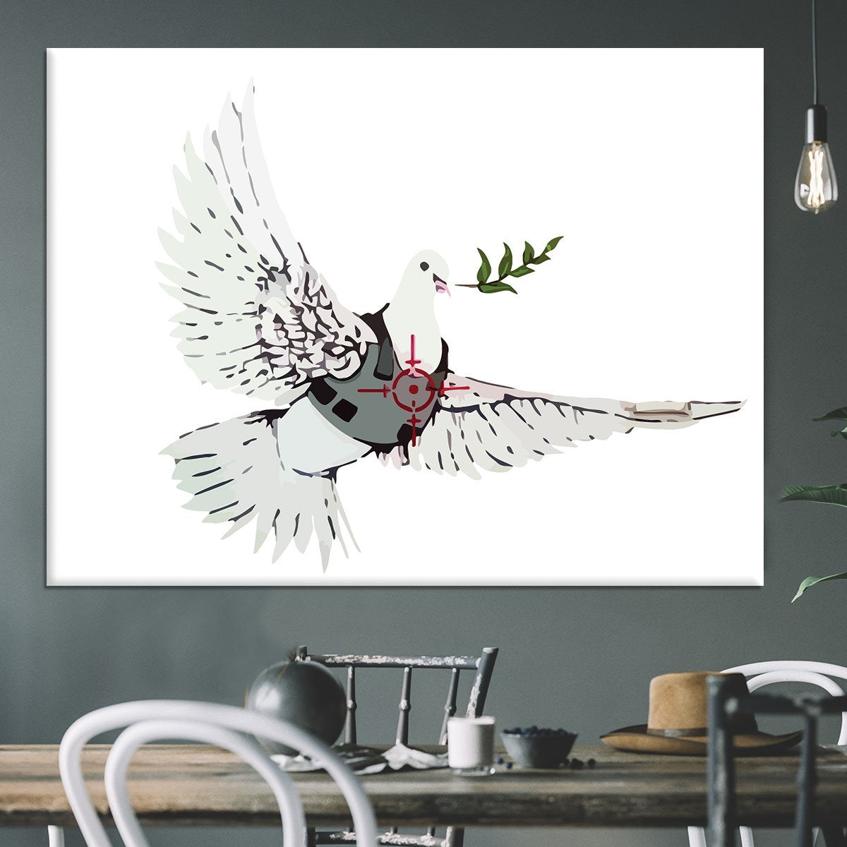 Banksy Dove in a Bulletproof Vest Canvas Print or Poster