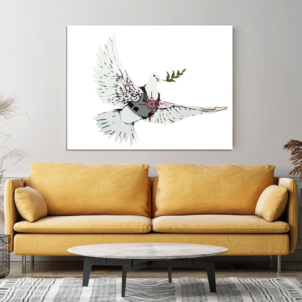 Banksy Dove in a Bulletproof Vest Canvas Print or Poster