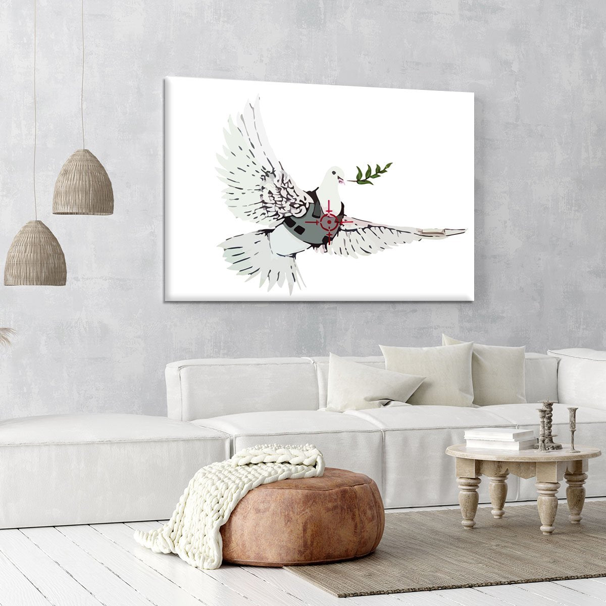 Banksy Dove in a Bulletproof Vest Canvas Print or Poster