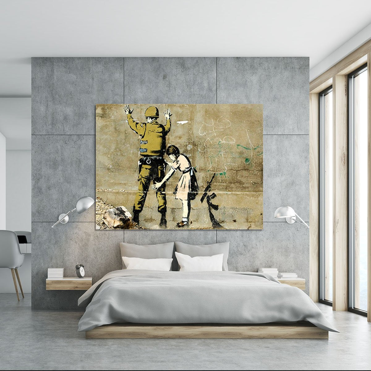 Banksy Girl and Soldier Canvas Print or Poster