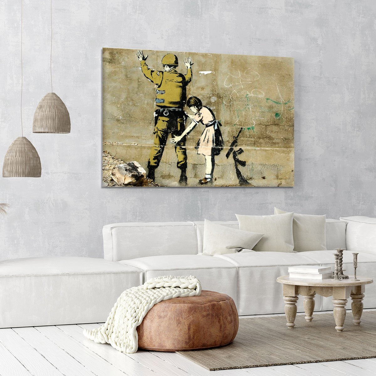 Banksy Girl and Soldier Canvas Print or Poster