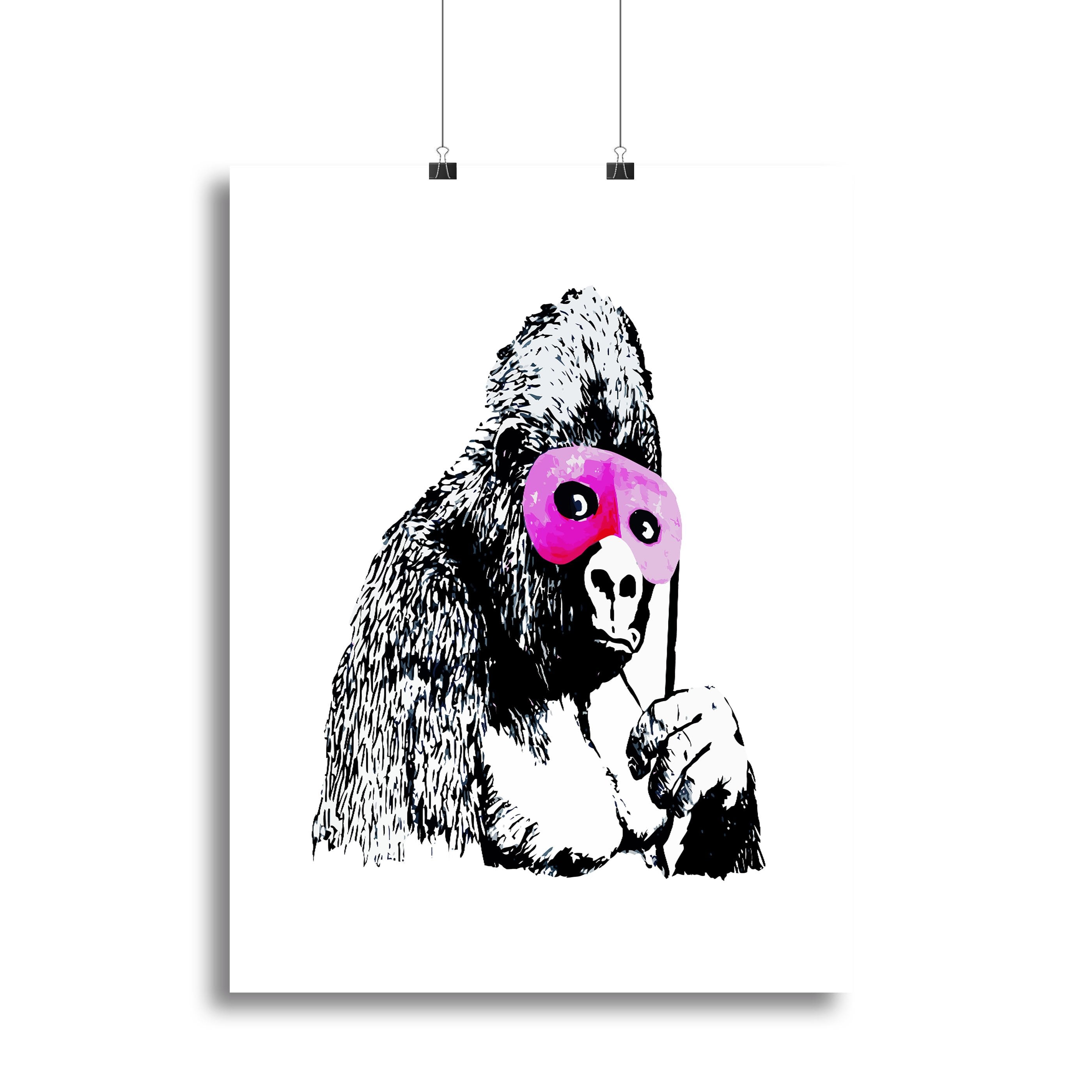 Banksy Gorilla in Pink Mask Canvas Print or Poster