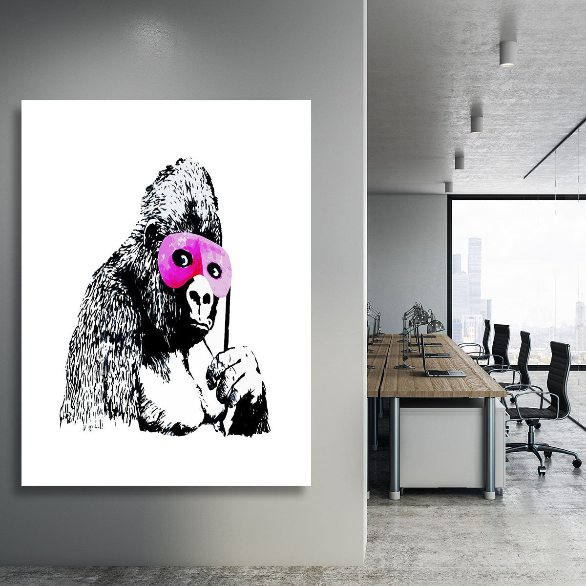 Banksy Gorilla in Pink Mask Canvas Print or Poster