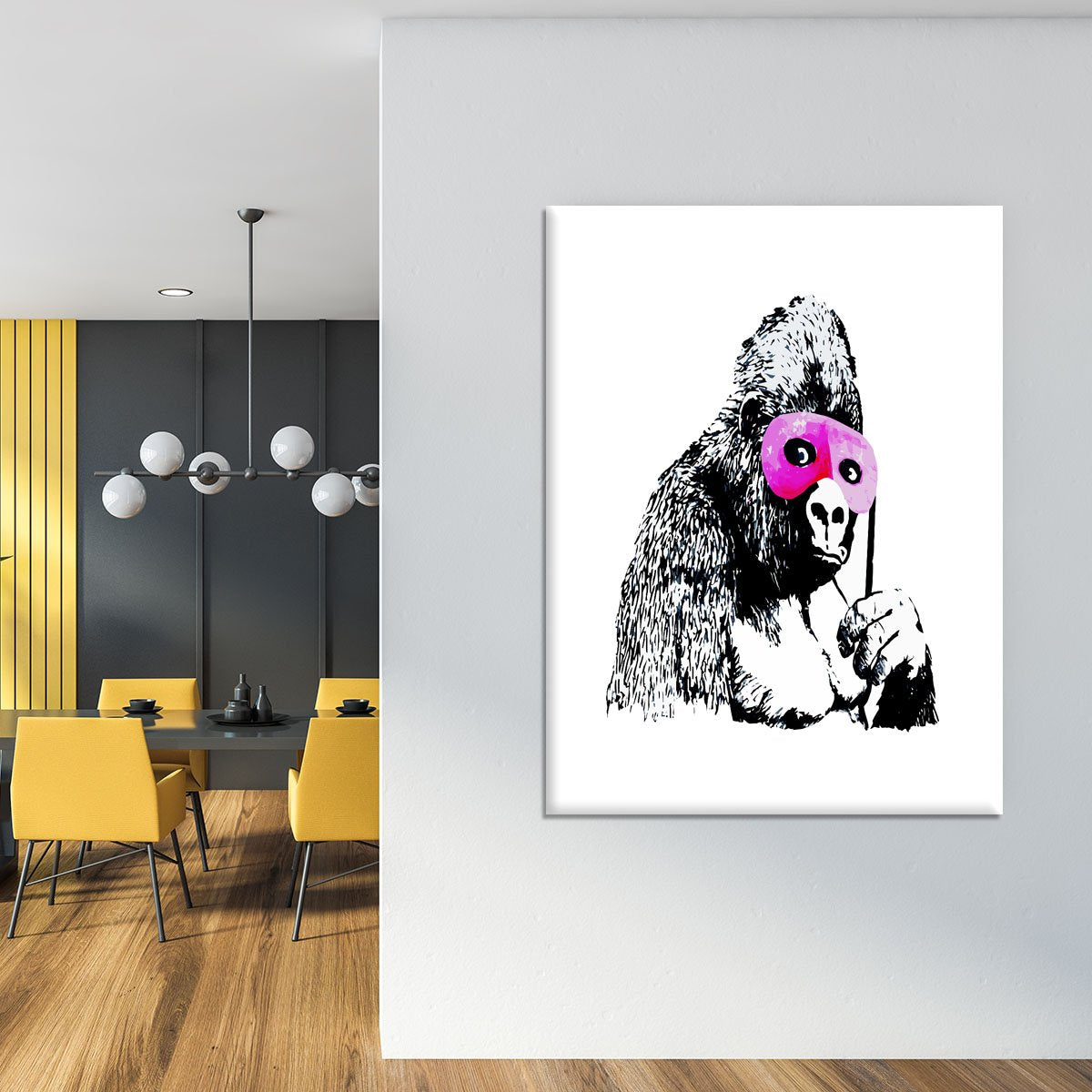 Banksy Gorilla in Pink Mask Canvas Print or Poster