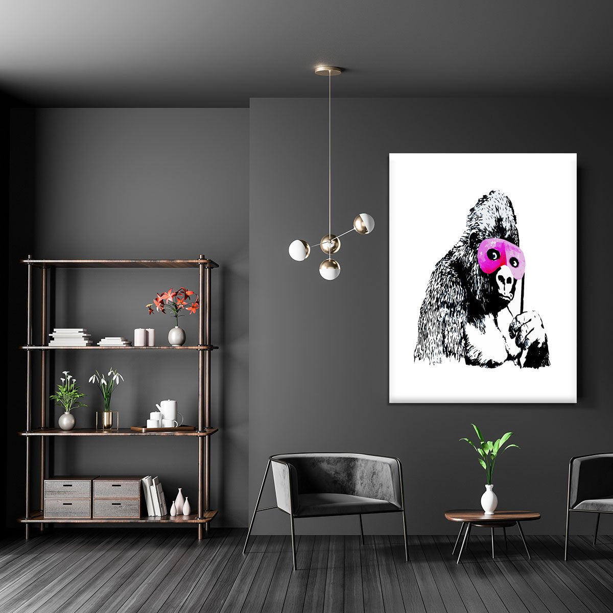 Banksy Gorilla in Pink Mask Canvas Print or Poster