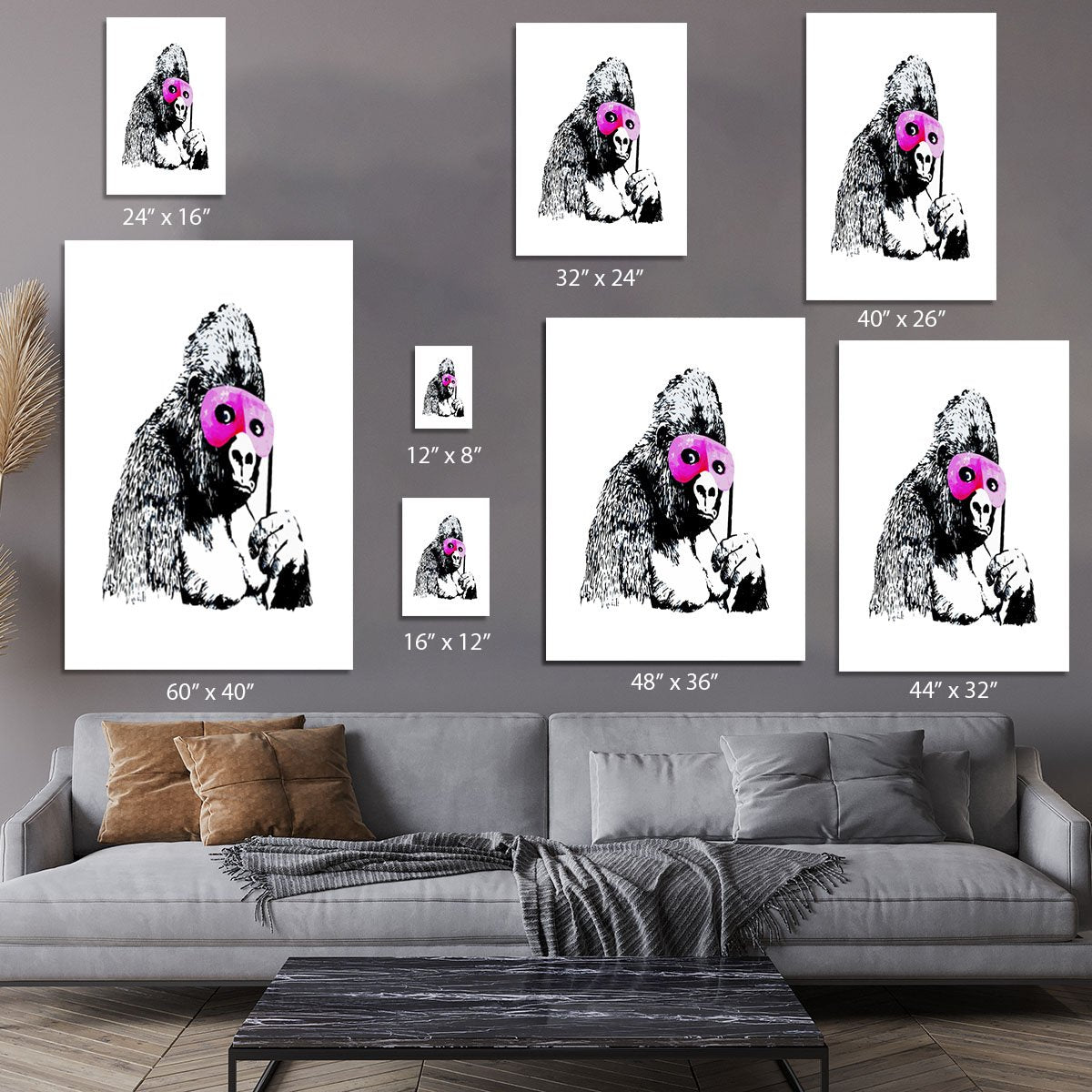 Banksy Gorilla in Pink Mask Canvas Print or Poster