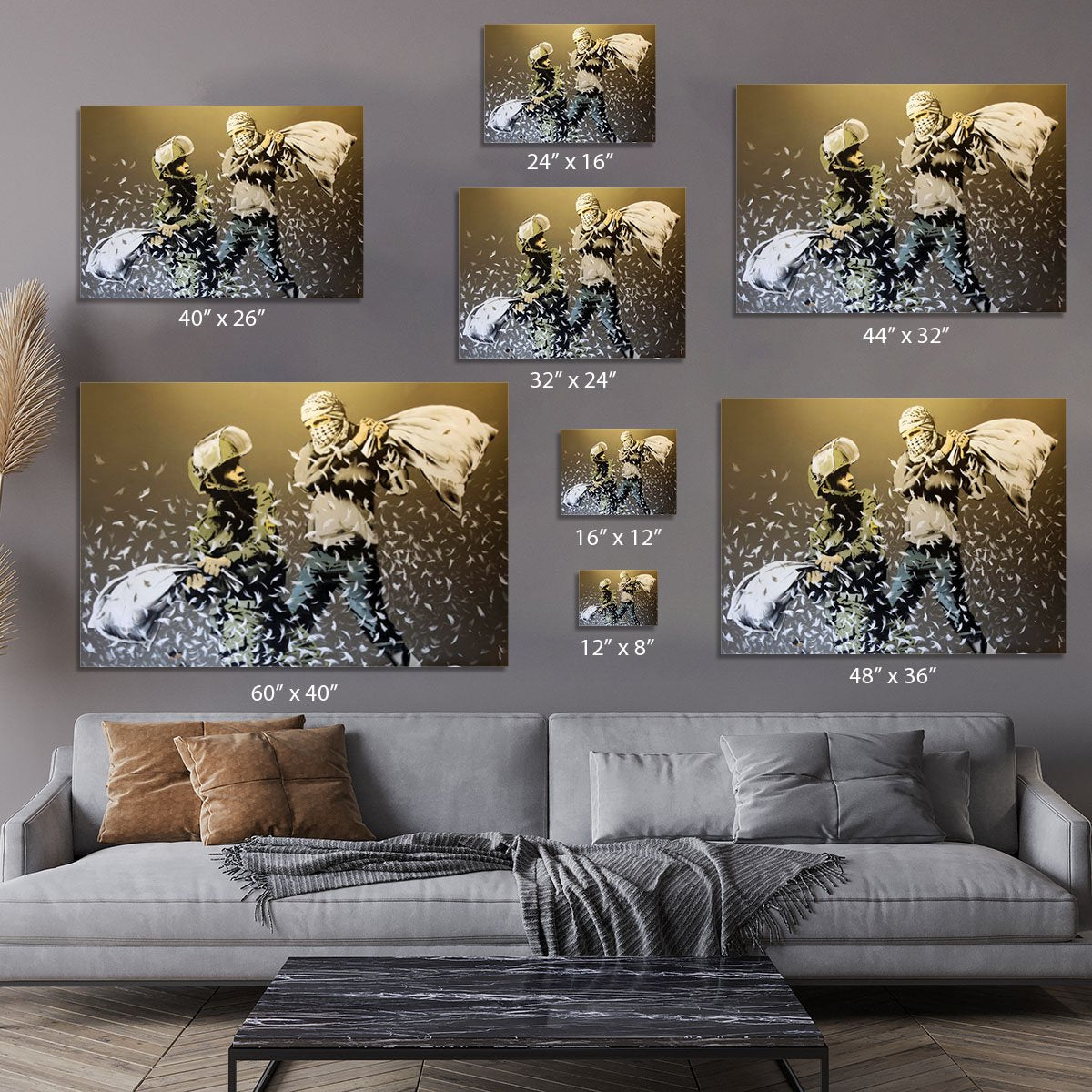 Banksy Israeli or Palestinian Pillow Fight Canvas Print or Poster