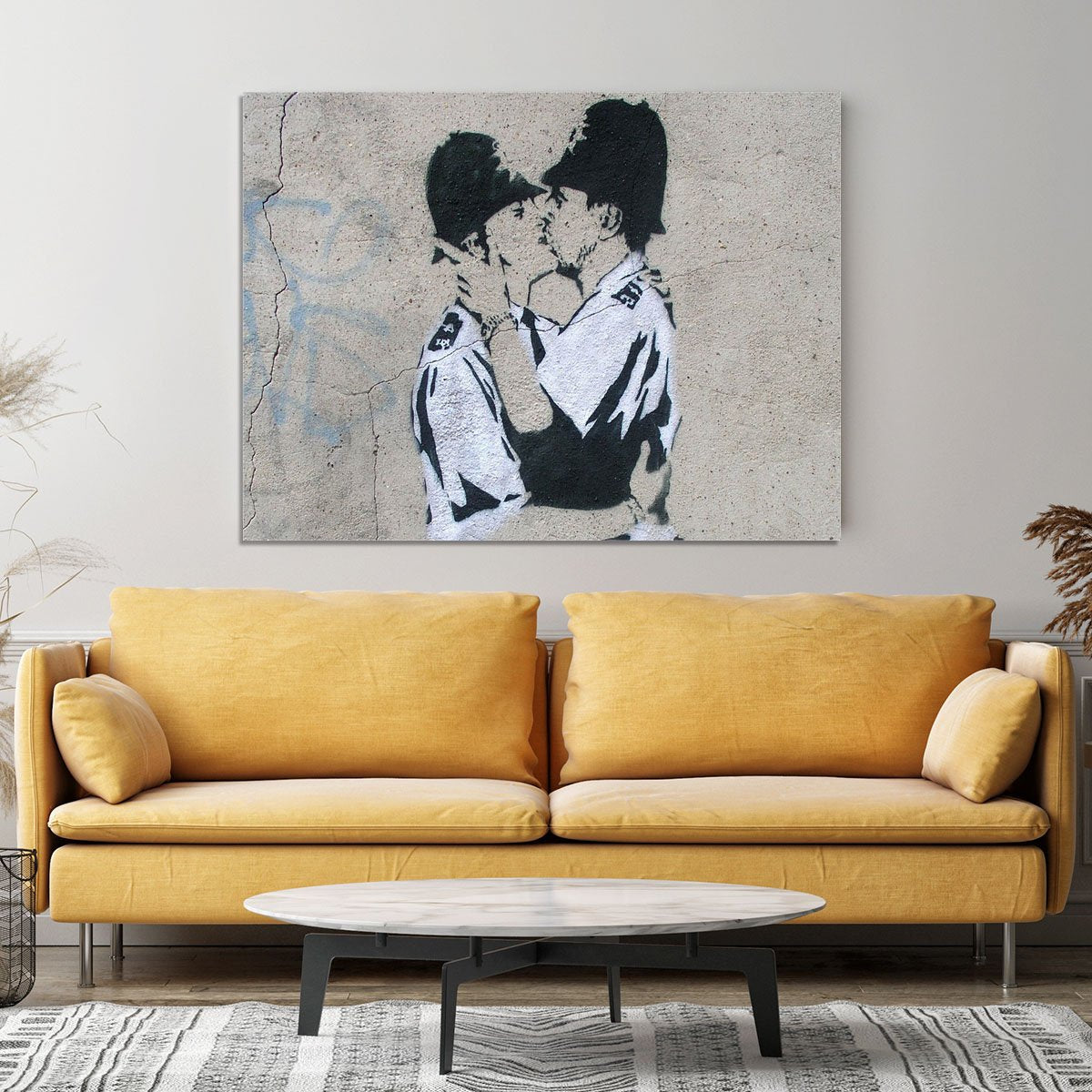 Banksy Kissing Policemen Canvas Print or Poster