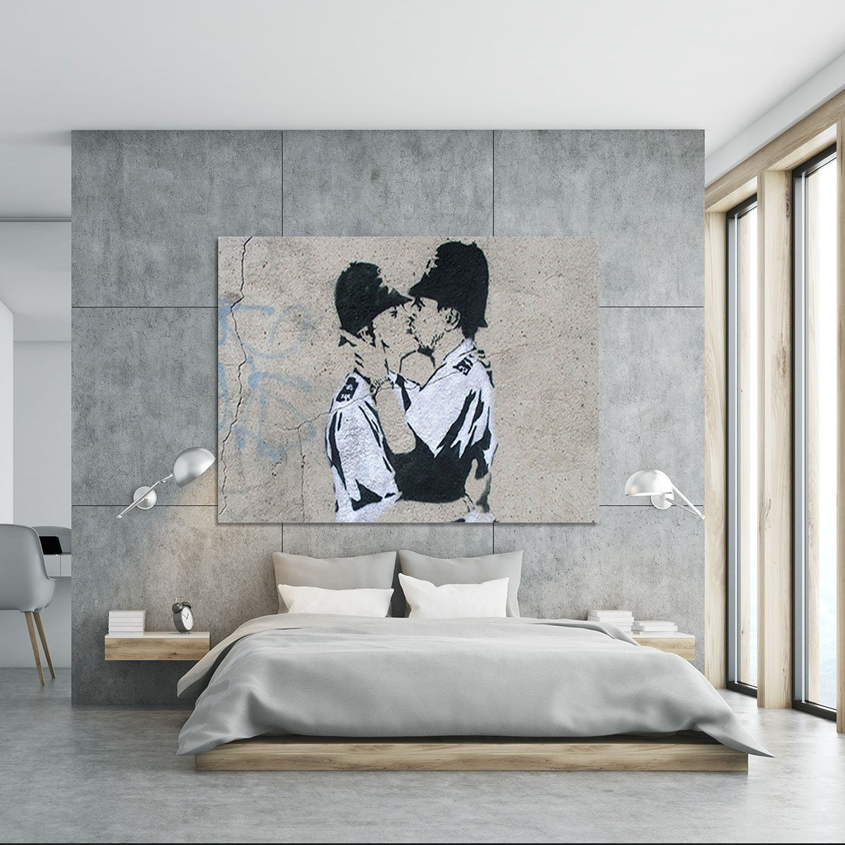 Banksy Kissing Policemen Canvas Print or Poster