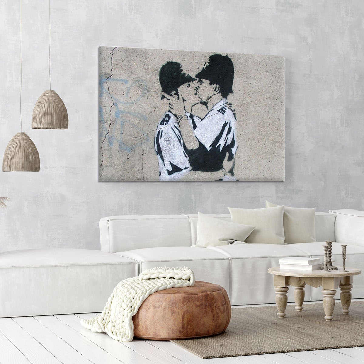 Banksy Kissing Policemen Canvas Print or Poster