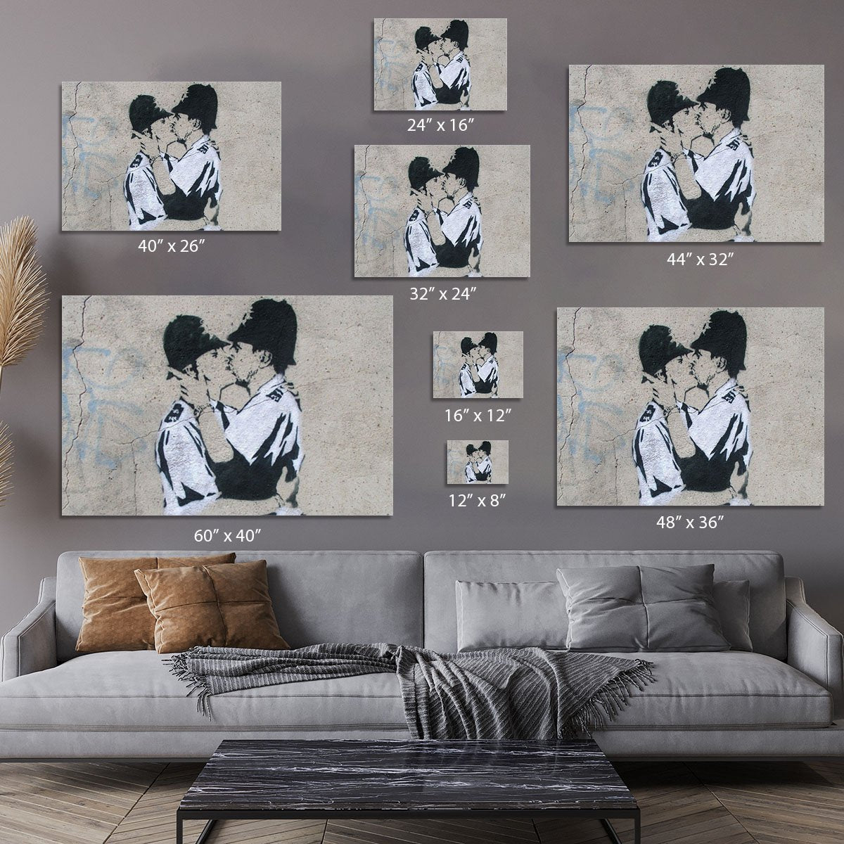 Banksy Kissing Policemen Canvas Print or Poster